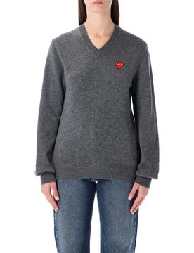 V-Neck Pullover Red Emblem