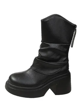Platform Snow Ankle Boots for Women Chunky Leather Shoes Woman 2025 Trend Winter New Sneakers Goth Motorcycle Botas De Mujer - Aliexpress - FashionsVida