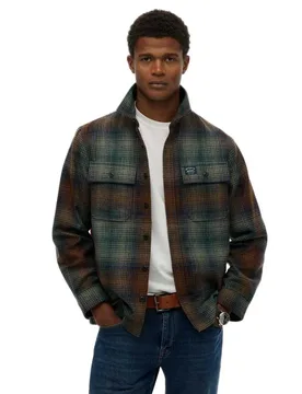 Camicia Overshirt Miller Western Ombre Bronze 2XL - Superdry - FashionsVida