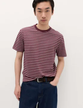 The Ultimate Cotton Rich Breton T-Shirt Bordeaux male - M&S - FashionsVida