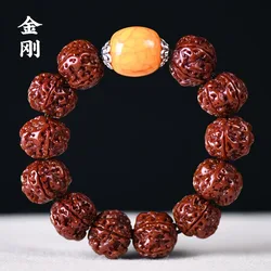 Nepal large diamond machine-polished jadeified Bodhi seed beads imitation amber Buddhist bracelet for men in ethnic style
