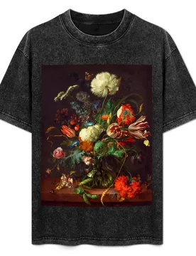 Jan Davidsz. de Heem Vase of Flowers T-Shirt Basic Crew Neck Short Sleeve Top - Aliexpress - FashionsVida