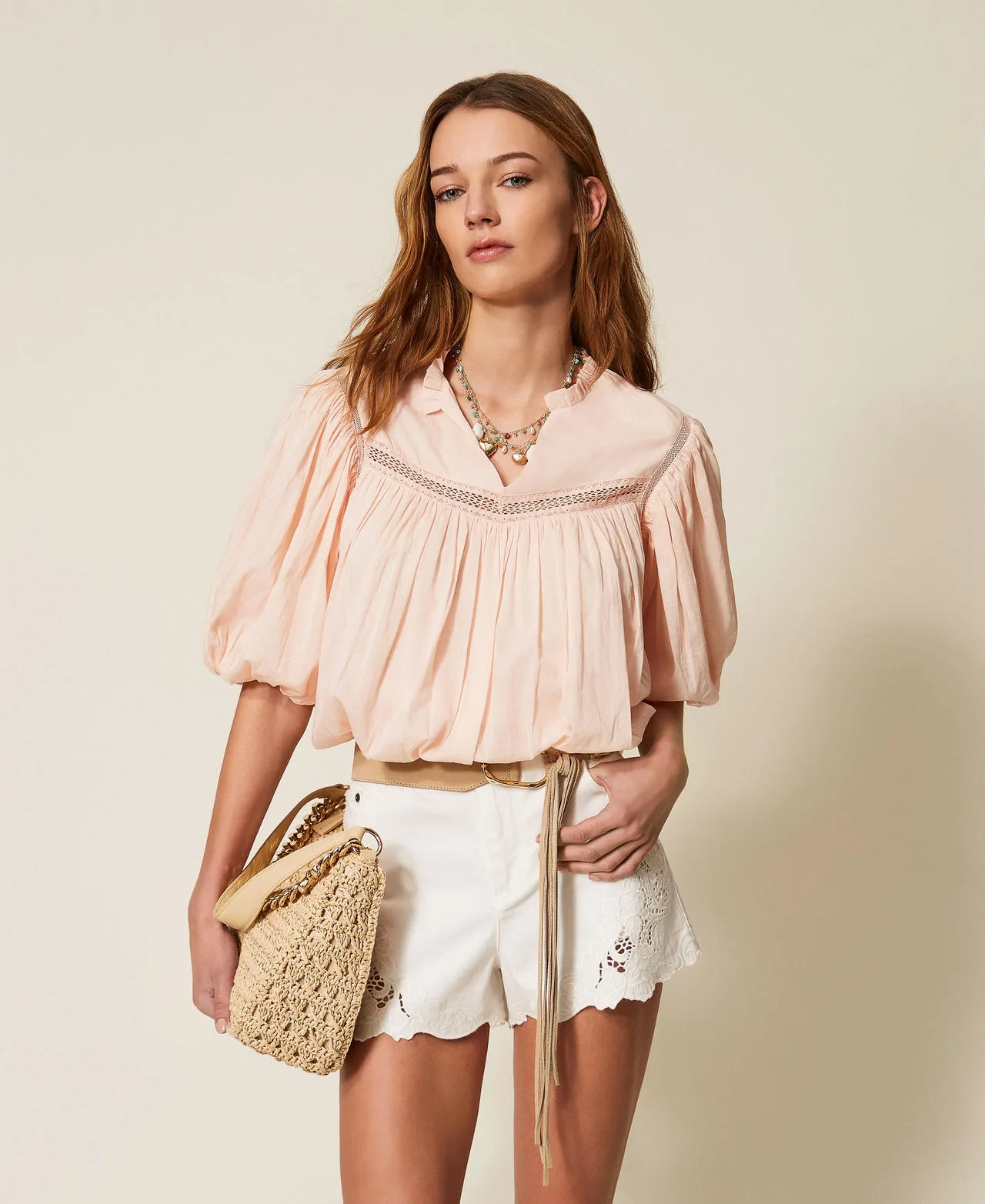 Blouse en mousseline avec fronces - TWINSET - FashionsVida