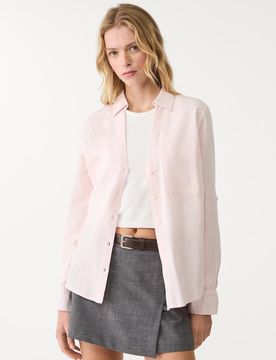 Fließendes Hemd mit Leinentasche Rosa Nude S