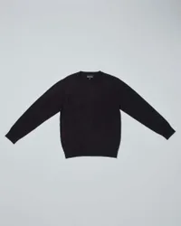Maglia nera girocollo in misto viscosa con maxi logo monogramma jacquard in tono