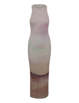 Abito lungo in mesh jersey sfumato