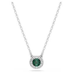 Pendente Una Angelic, Taglio Round, Verde, Placcato rodio OS