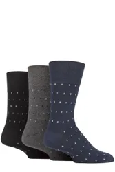 Mens 3 Pair Cotton Argyle Patterned and Striped Socks Micro Rectangle Black / Navy / Charcoal 6-11 - Blue - Size: 6-11 Mens