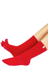 Mens and Women's 1 Pair TOETOE Essential Mid Calf Toe Socks Red 4-11 UK - Red - Size: 4-11 UK