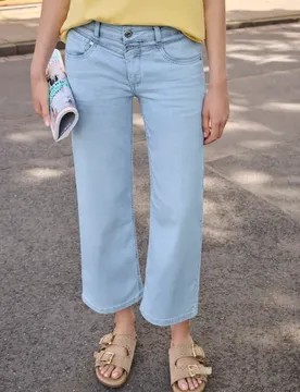 Street One 7/8 Mid Waist Wide Leg Jeans im Loose Fit female Blau