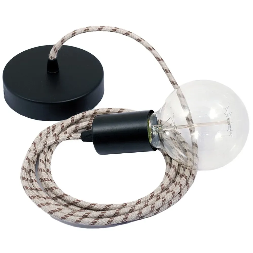 Cables Suspension Luminaire Rd53 Stripes 50 Cm Tree Bark / Black One Size - Creative - FashionsVida