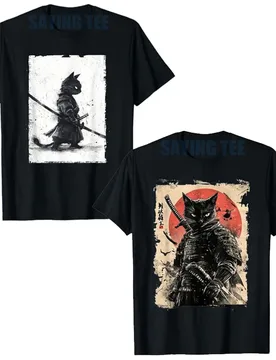 Vintage Samurai Cat Graphic Art Japanese Ukiyo-e T-Shirt Anime Cartoon Y2k Design Graphic Outfit Cute Kitty Warrior Saying Tee - Aliexpress - FashionsVida