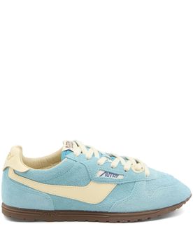 Women's Brushed Suede and Leather Sneakers with Flat Cotton Laces