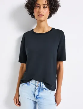 Shirt mit Deko-Ausschnitt female Blau - Street One - FashionsVida