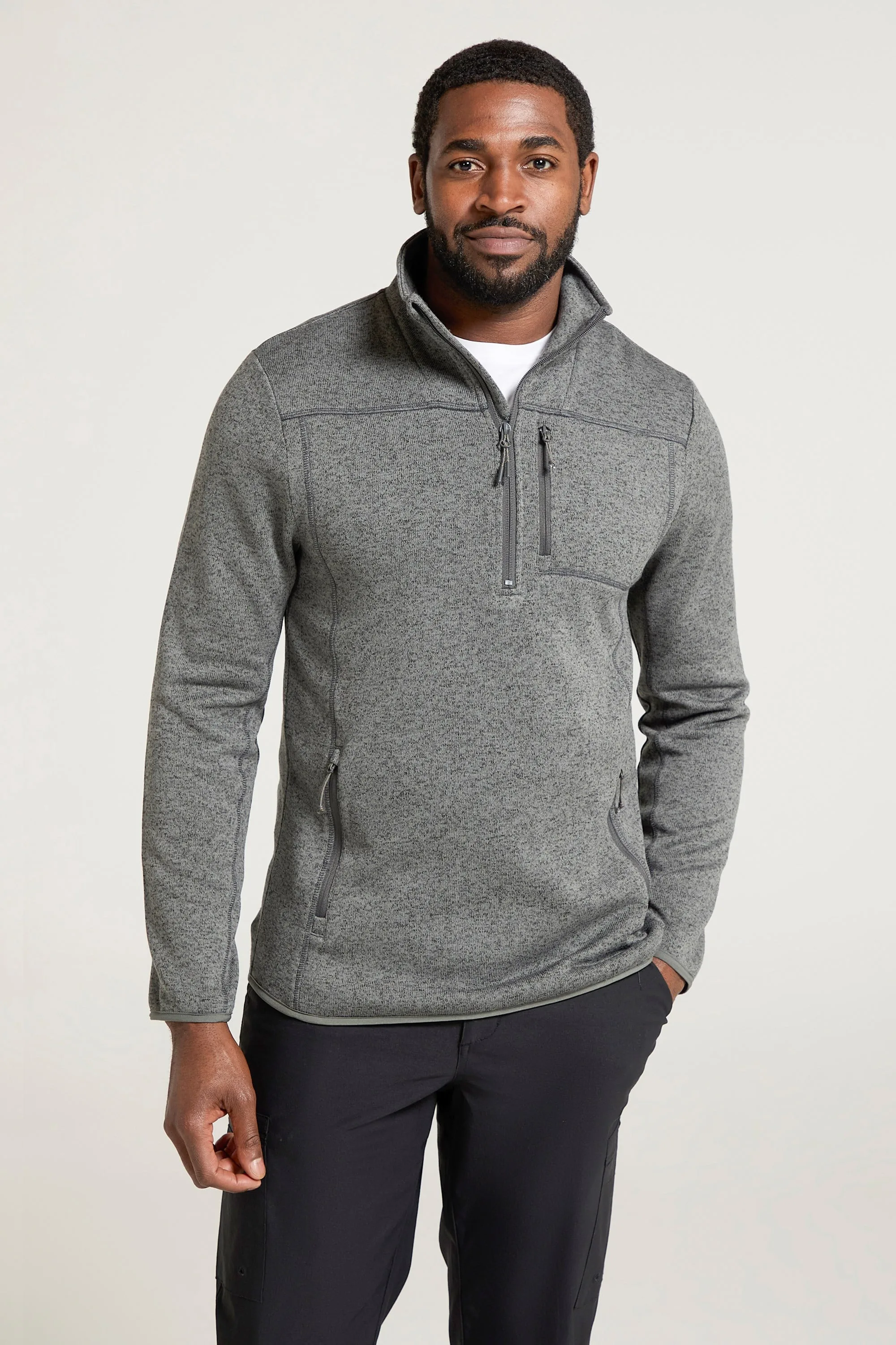 Helford Men's Half Zip Fleece - Grey - Mountain Warehouse - FashionsVida