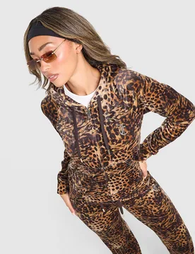 Diamante Leopard Full Zip Hoodie - Damen, Mehrfarbig - female - Size: M - Juicy couture - FashionsVida
