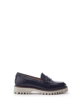 Women's 'Eleyna' Leather Brogues & Loafers in Navy Size: 8 - Navy - Size: 8 - Moda in Pelle - FashionsVida