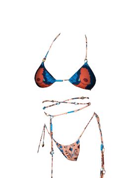 Bikini Triangolo Blu/marrone M22-0200X1