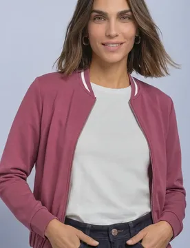 Langarm Jacke im Silk-Look mit Zipper female Rosa - Street One - FashionsVida