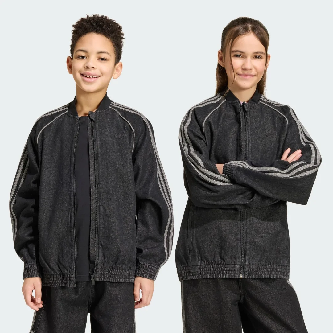 TRACK TOP SST LOOSE DENIM 15-16A True Black Denim - Adidas - FashionsVida