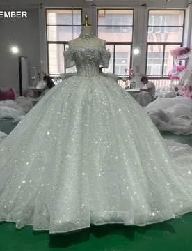 Magnífico vestido de novia femenino hombro con hombro princesa abalorios baile de vestidos de novia personalizados - Aliexpress - FashionsVida