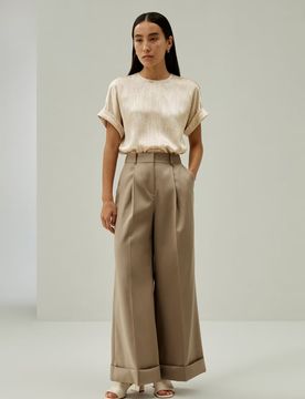 Top En Soie Revers Roulés Soie De Haute Qualité Élégant Et Stylé S
