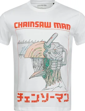 Anime T-Shirt - Three Tone Chainsaw - S bis XXL - für Männer - Größe XL - weiß - Lizenzierter Fanartikel - Männer - male - Chainsaw Man - FashionsVida