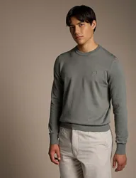 Cotton Rich Jumper with Cashmere Dark Green male