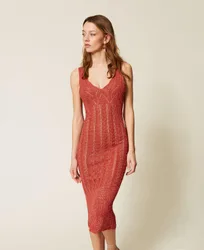 Robe longue ajustée en maille avec lurex