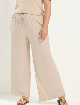Women's Soft Touch Trousers in Natural Size: 12 - Natural - Size: 12 - Yours - FashionsVida