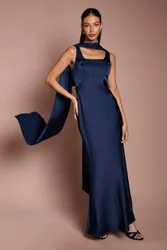 Women's Navy Satin Scarf - Navy - Size: One Size