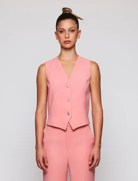 Chaleco de mujer sastre semi-entallado con cierre de botones - Mirto - FashionsVida