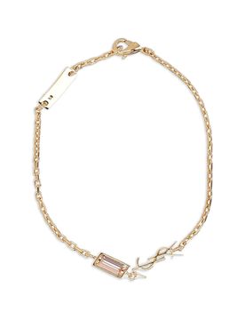 Cable-Chain Bracelet with Horizontal CASSANDRE Charm and Emerald-Cut Bezel-Set Rhinestone