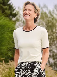 Viskose-Shirt Kontrastpaspel - ecru - female - Size: 50