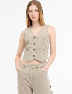Weste - Shafron Denim - XS bis XL - für Damen - Größe XL - creme - Frauen - female