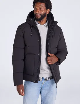 Manta Mens Borg Lined Padded Jacket - Black - Black - Size: XL - Mountain Warehouse - FashionsVida
