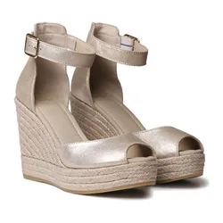 Sandali Con Zeppa In Esparto Otile Champagne EU 40
