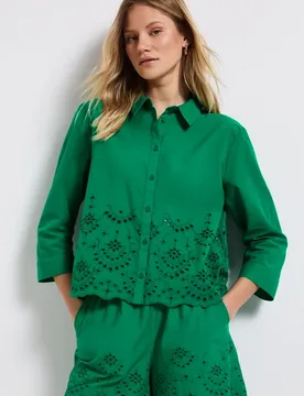 Hemdbluse mit Stickerei female Grün - Street One - FashionsVida