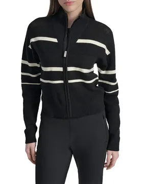 Veste Open Stitch Stripe Logo Black / Eggnog L