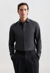 Slim Flanellhemd Uni Grau 40