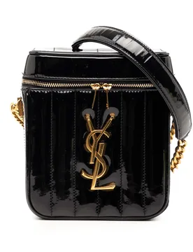 Matelasse Patent Monogram Vicky Vanity Bag - Saint Laurent - FashionsVida