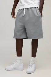 Herren Essentieller Gewaschener Übergroßer Tiefschritt-Shorts Washed Grey Größe Medium