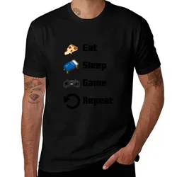 Eat, Sleep, Game, Repeat! 8bit T-Shirt Plus Size Basic Short Sleeve Top