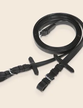 Lederzügel Goldline 19mm, schwarz glattes Leder, Paar - Kieffer - FashionsVida
