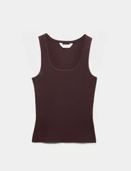 Cotton Rich Ribbed Pyjama Vest Top Mahogany female