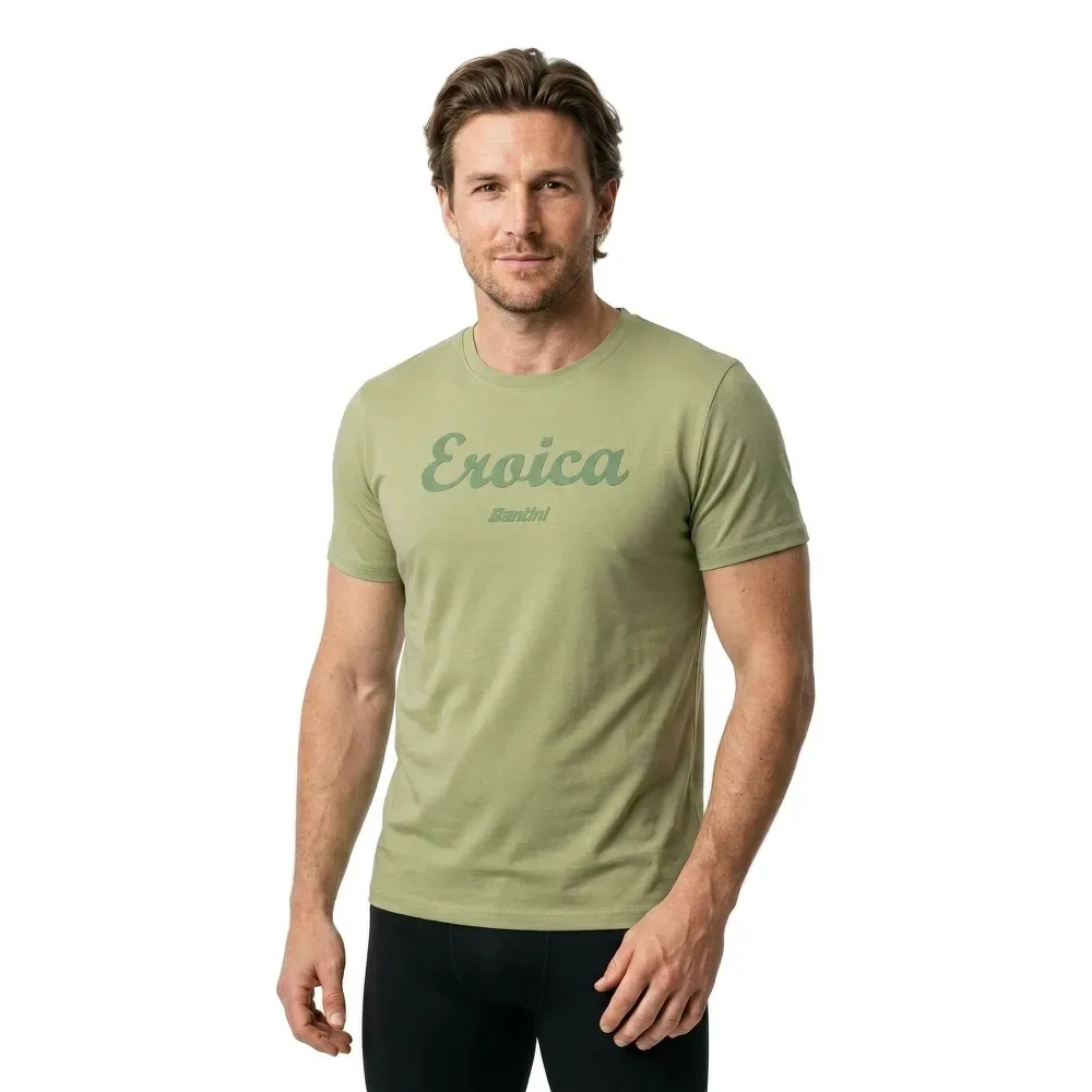 Maglietta A Maniche Corte Eroica Strada Green - Santini - FashionsVida