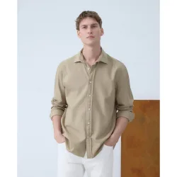 Camisa sport algodón estructura manga larga hombre