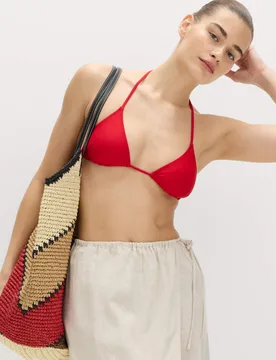 Padded Halterneck Triangle Bikini Top Lacquer Red female - M&S - FashionsVida