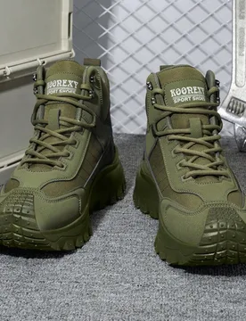 Botas casuales de caña alta para hombres de talla grande Suela gruesa cómoda, ligera, adecuada para actividades al aire libre, caminar, viajar, send - Shein - FashionsVida