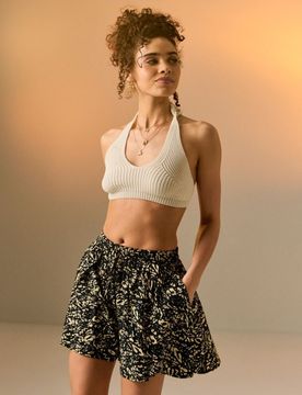 Shorts in viscosa con tasche - nero